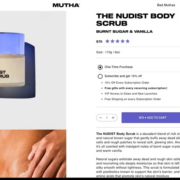 🎀 Bundle Discount 🎀 MUTHA Nudist Body Scrub BNIB 170g / 6oz - Picture 3 of 3